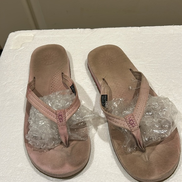 UGG womens Leather Thong Flip Flop slip on Sandals size 7 soft light pink - Picture 14 of 14